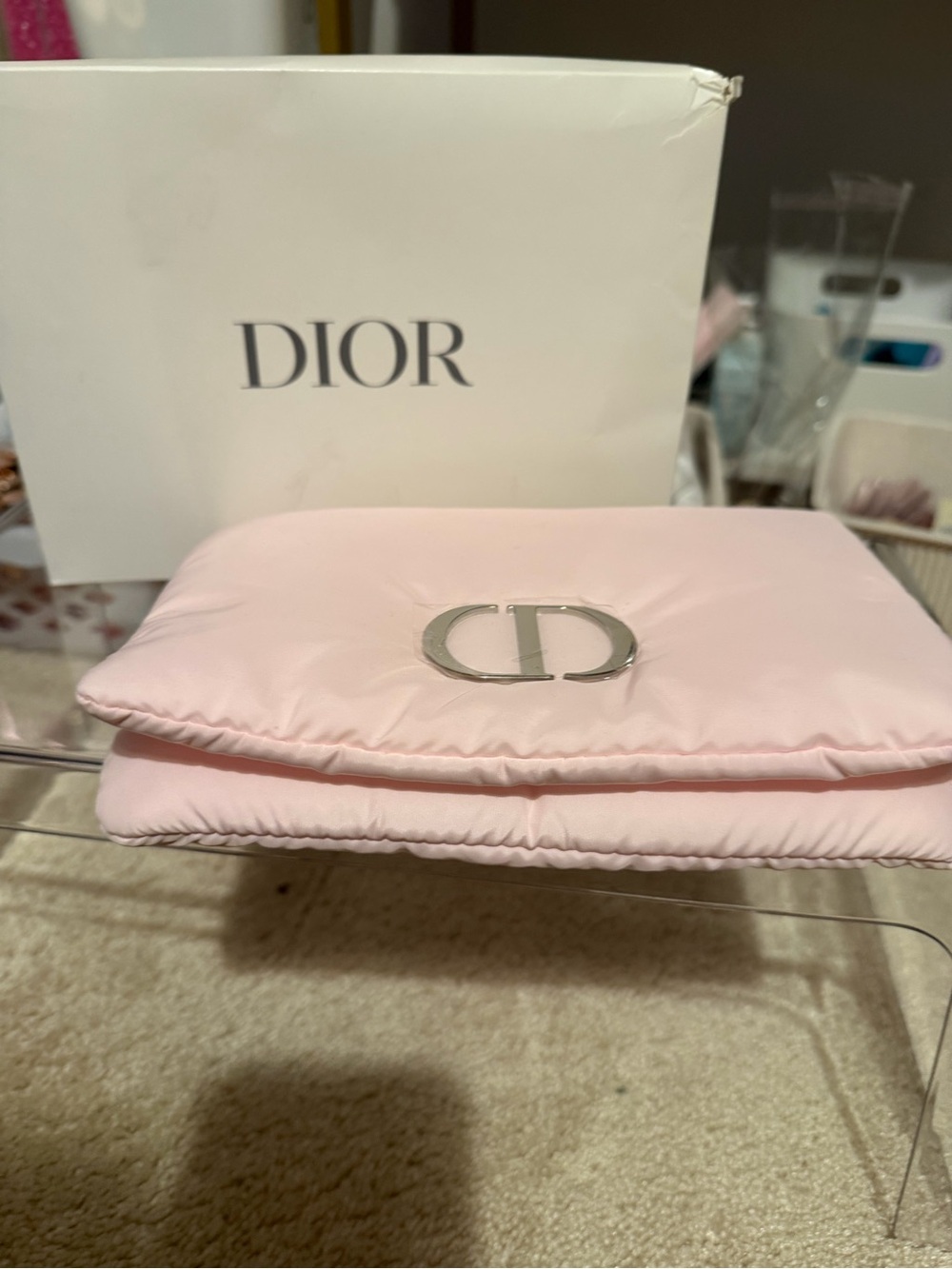 Dior Light Pink CD Logo Cosmetic Pouch